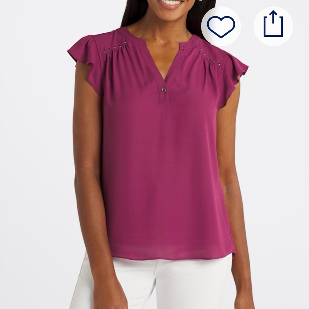 Magenta Blouse with Stud Detail